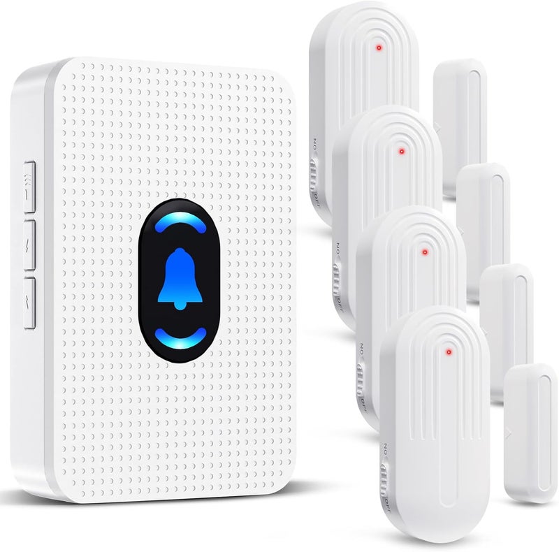 Daytech Wireless Door Chime System - 800ft Long Range, 20 Melodies, 5 Adjustable Volume, 4 Sensors + 1 Receiver for Business, Home, Office & Store - Image 1